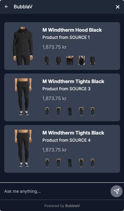 AI assistant recommending Litium products inside chat