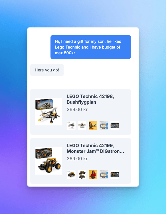 AI Product Search Assistant helping customer find products