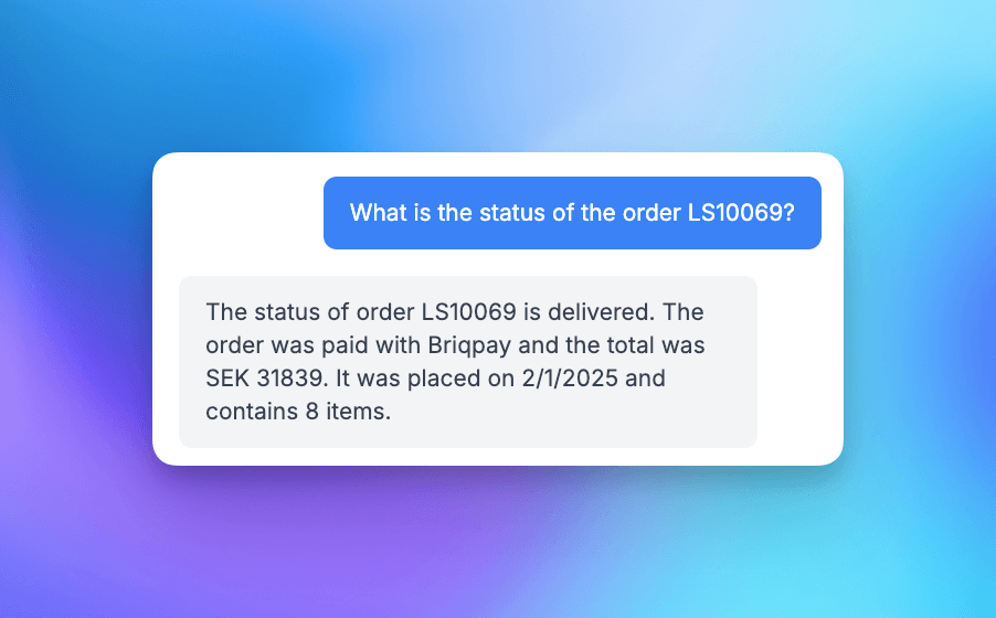 AI Assistant providing Litium order tracking information
