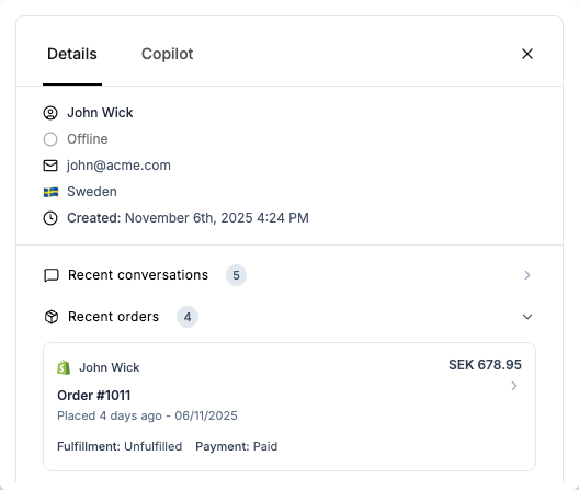 Insights panel highlighting conversation metrics