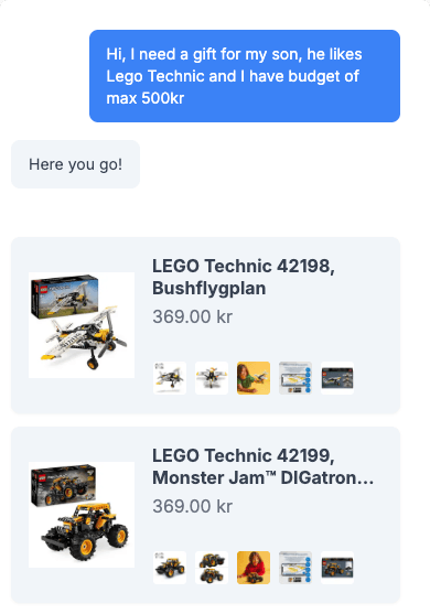 AI chatbot helping visitors search for products using natural language