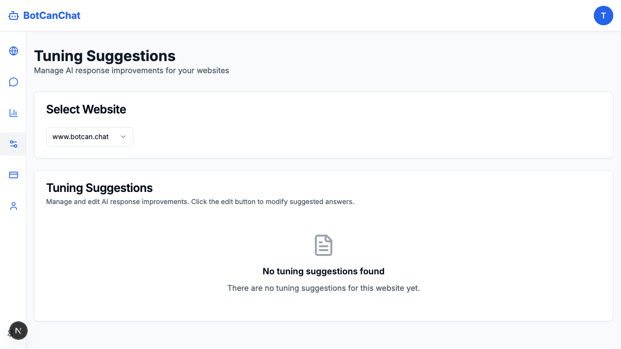 Add Suggestions Dashboard